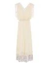 Rabanne Lace Inlay Sleeveless V-neck Midi Dress In Neutrals