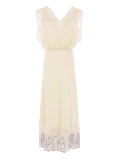 RABANNE LACE-TRIMMED MIDI DRESS