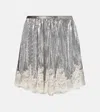 Rabanne Crystal-embellished Lace-trimmed Chainmail Mini Skirt In Silver