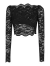 Rabanne Black Crop Top In Lace Black In Black