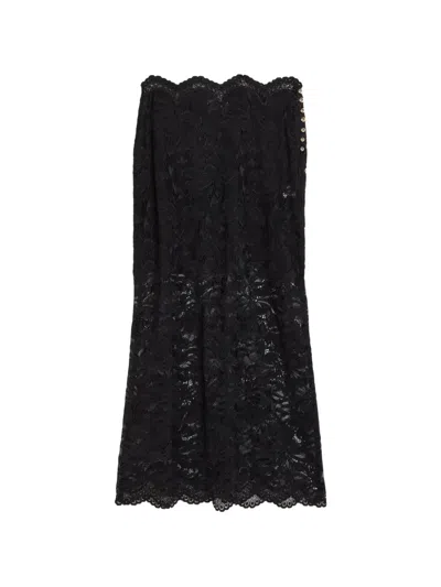 Rabanne Lace-overlay Button-detail Midi Skirt In Multi