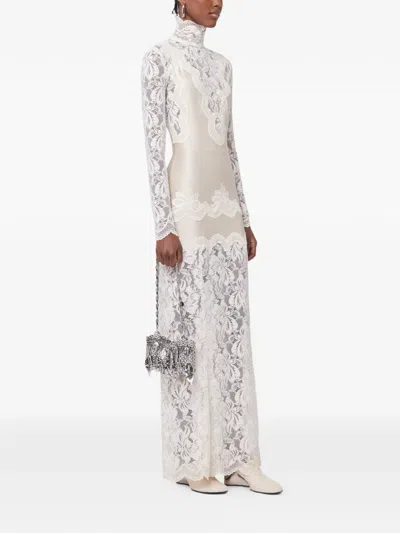Rabanne Lace-panelled Long-sleeve Maxi Dress In White