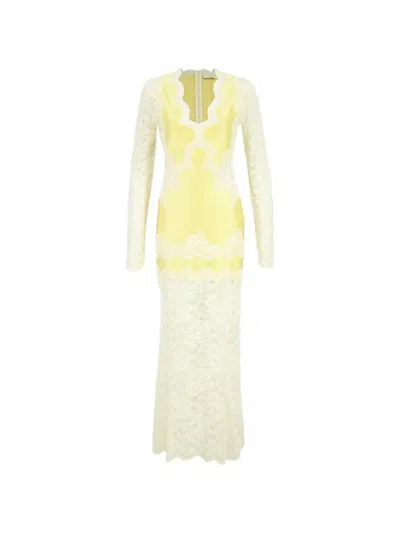 Rabanne Lace-panelled Long-sleeve Maxi Dress In Multi