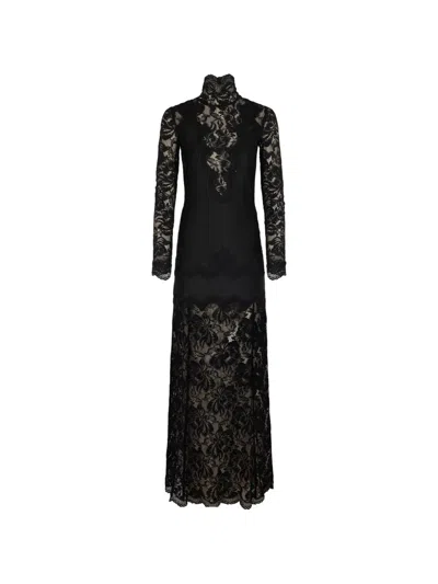 Rabanne Lace-panelled Maxi Dress In Black