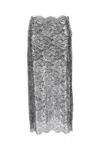 Rabanne Lacquered Transparent Lace Maxi Skirt In Gray