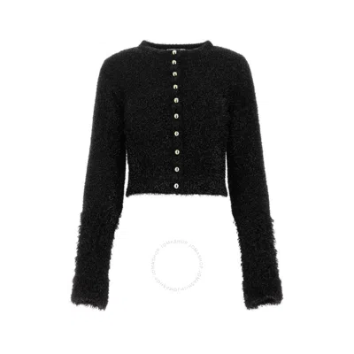 RABANNE RABANNE LADIES BLACK METALLIC CROPPED CARDIGAN