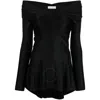 Rabanne Ladies Black Ruched Off-shoulder Flared Top In Black