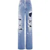 Rabanne Ripped-detailing Cotton Wide-leg Jeans In Blue