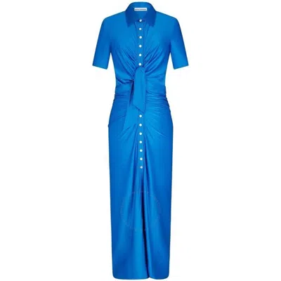 Rabanne Ladies Bright Blue Knotted Front Ruched Maxi Dress