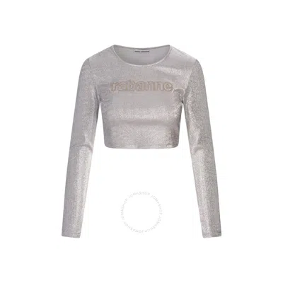 RABANNE RABANNE LADIES GREY LONG-SLEEVED CROP TOP