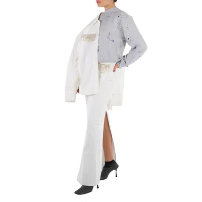Rabanne Ladies Grey Stud-detail Organic Cotton Sweatshirt, Size Small