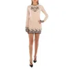 Rabanne Ladies Long-sleeve Floral Embroidered Mini Dress In Neutral