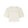 Rabanne Logo-embroidered Cropped T-shirt In Beige