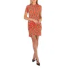 Rabanne Ladies Red Flash Side Drape Printed Mini Dress