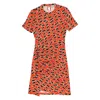 Rabanne Ladies Red Flash Side Drape Printed Mini Dress In Red