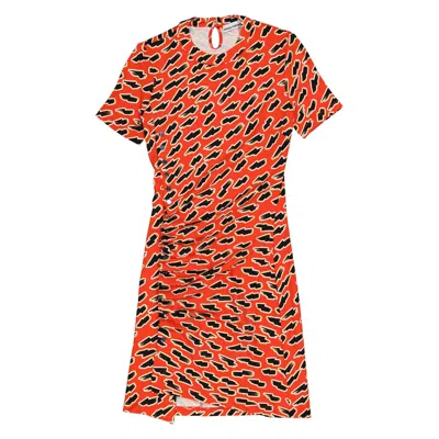 Rabanne Ladies Red Flash Side Drape Printed Mini Dress
