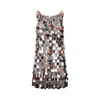 Rabanne Ladies Sequin Embellished Mini Dress In Orange/silver Tone