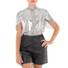 Rabanne Ladies Silver Chainmail Crop Top In Silver Tone