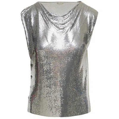RABANNE RABANNE LADIES SILVER SHINY DISCO BLOUSE