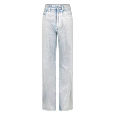 RABANNE RABANNE LADIES STRAIGHT LEG METALLIC DENIM JEANS