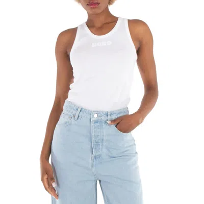 Rabanne Ladies White Logo-devore Cotton Tank Top