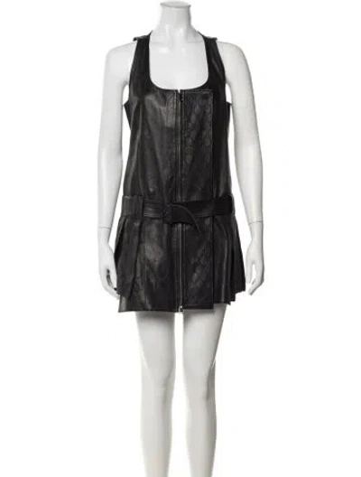 Pre-owned Rabanne Lamb Leather Mini Dress In Black