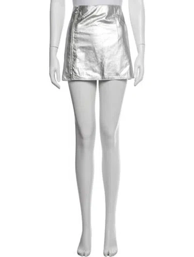 Pre-owned Rabanne Lamb Leather Mini Skirt In White