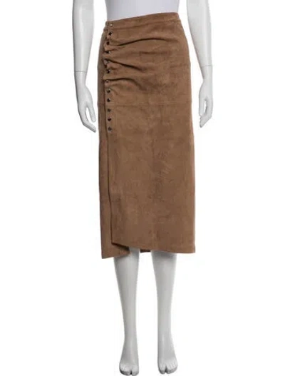 Pre-owned Rabanne Lambskin Midi Length Skirt In Brown