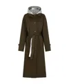 Rabanne Laminated-panel Hooded Trench Coat In Black