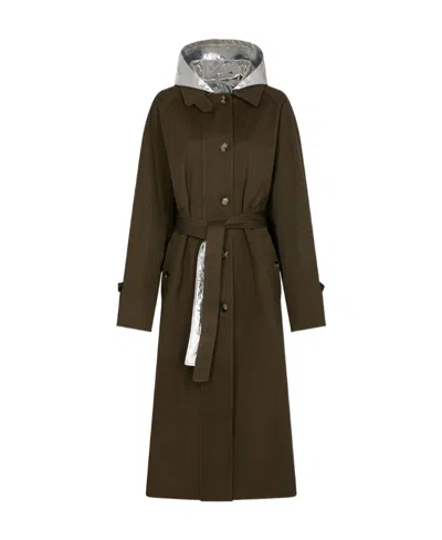 Rabanne Laminated-panel Hooded Trench Coat In Black