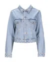 Rabanne Lapel Long-sleeved Denim Jacket In Blue