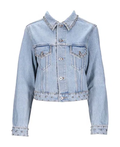Rabanne Lapel Long-sleeved Denim Jacket In Blue