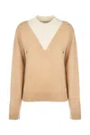 Rabanne Layered Crewneck Jumper In Beige