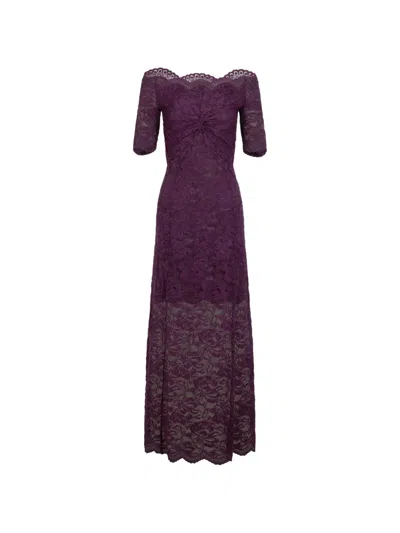 Rabanne Layered Lace Maxi Dress In Purple