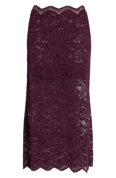 Rabanne Bead-embellished Lace Midi Skirt In Burgundy