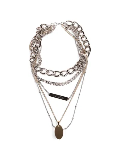 Rabanne Layered Logo-plaque Necklace In Multi