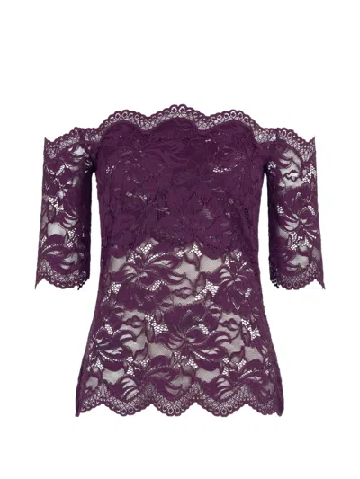 Rabanne Layered-lace Off-shoulder Top In Purple