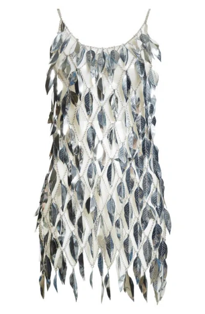 Rabanne Leaf Chain Mail Minidress In Silver