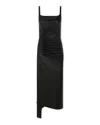 Rabanne Leather Asymmetric Short Dress In Black