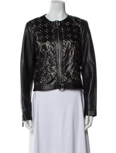 Pre-owned Rabanne Leather Biker Jacket In Black