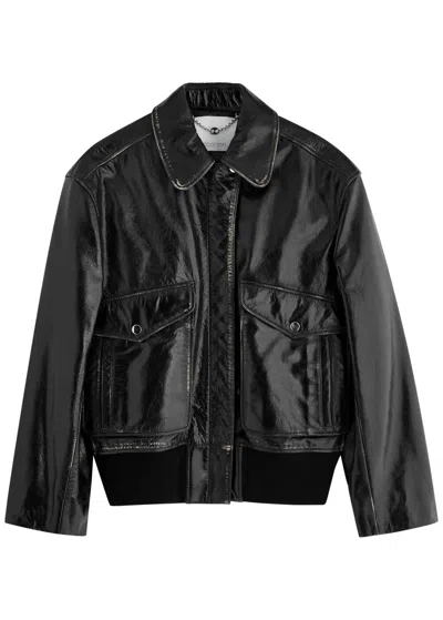 Rabanne Leather Bomber Jacket In Black