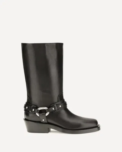 Rabanne Leather Buckle Snkle Boots In Multi