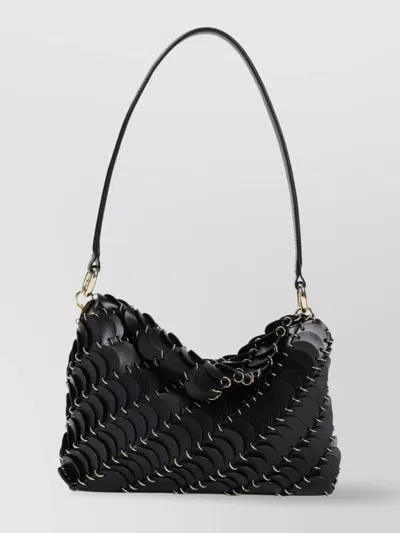 Rabanne Leather Chain Shoulder Bag In Black