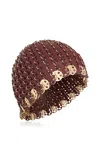 Rabanne Leather Chainmail Cap In Brown