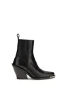 Rabanne Pointed-toe Leather Cowboy Ankle Boot In Black