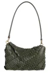 Rabanne Leather Disc Handbag With Magnetic Flap Closure In Green
