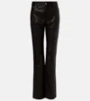 Rabanne Leather Pants With Central Button Closure In Brown