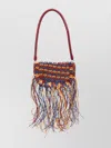 Rabanne Leather Fringe Shoulder Bag With Braided Handle In Multi