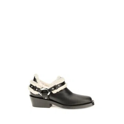 Rabanne Leather Harness Ankle Boots In Black