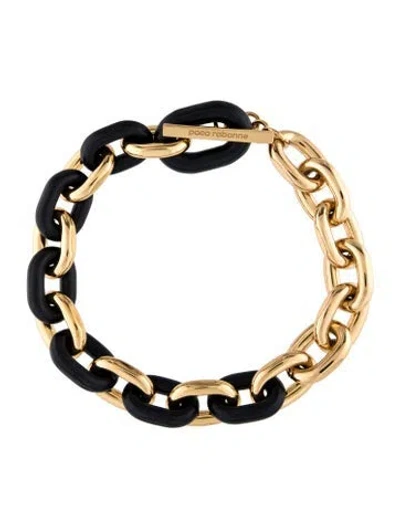 Pre-owned Rabanne Leather Link Chain Necklace, 18" In Multicolor